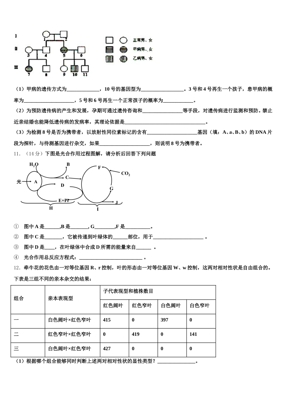 河北省保定市定州中学承智班2025年生物高一下期末学业水平测试模拟试题含解析_第3页