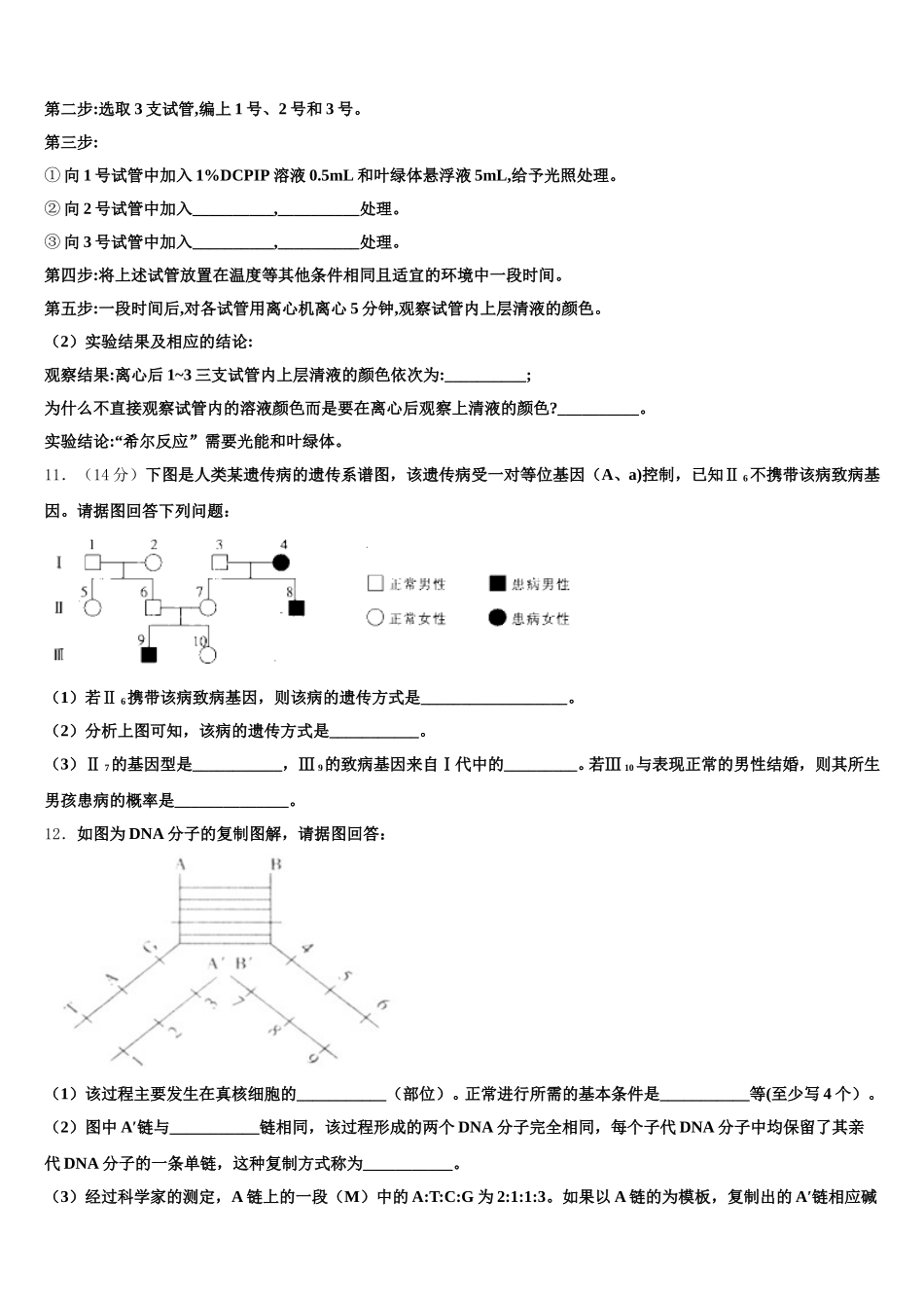 2025届河北省衡水市武邑县武邑中学生物高一第二学期期末检测试题含解析_第3页