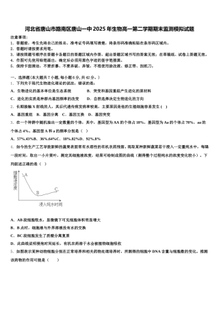 河北省唐山市路南区唐山一中2025年生物高一第二学期期末监测模拟试题含解析