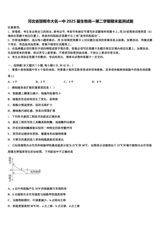 河北省邯郸市大名一中2025届生物高一第二学期期末监测试题含解析