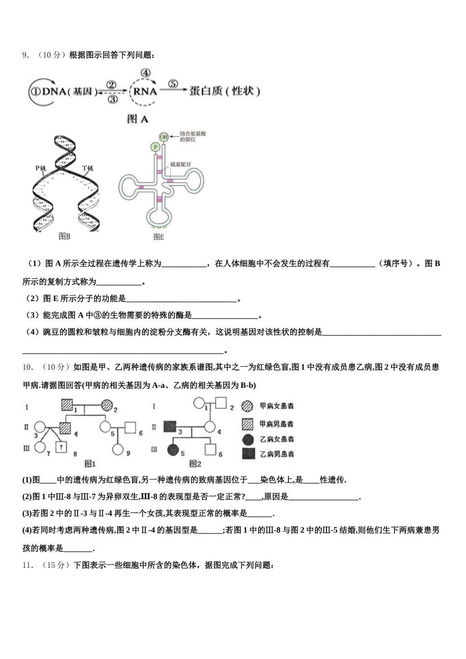 河北省故城县高级中学2025届生物高一第二学期期末学业水平测试试题含解析_第3页