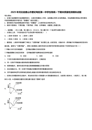 2025年河北省唐山市曹妃甸区第一中学生物高一下期末质量检测模拟试题含解析