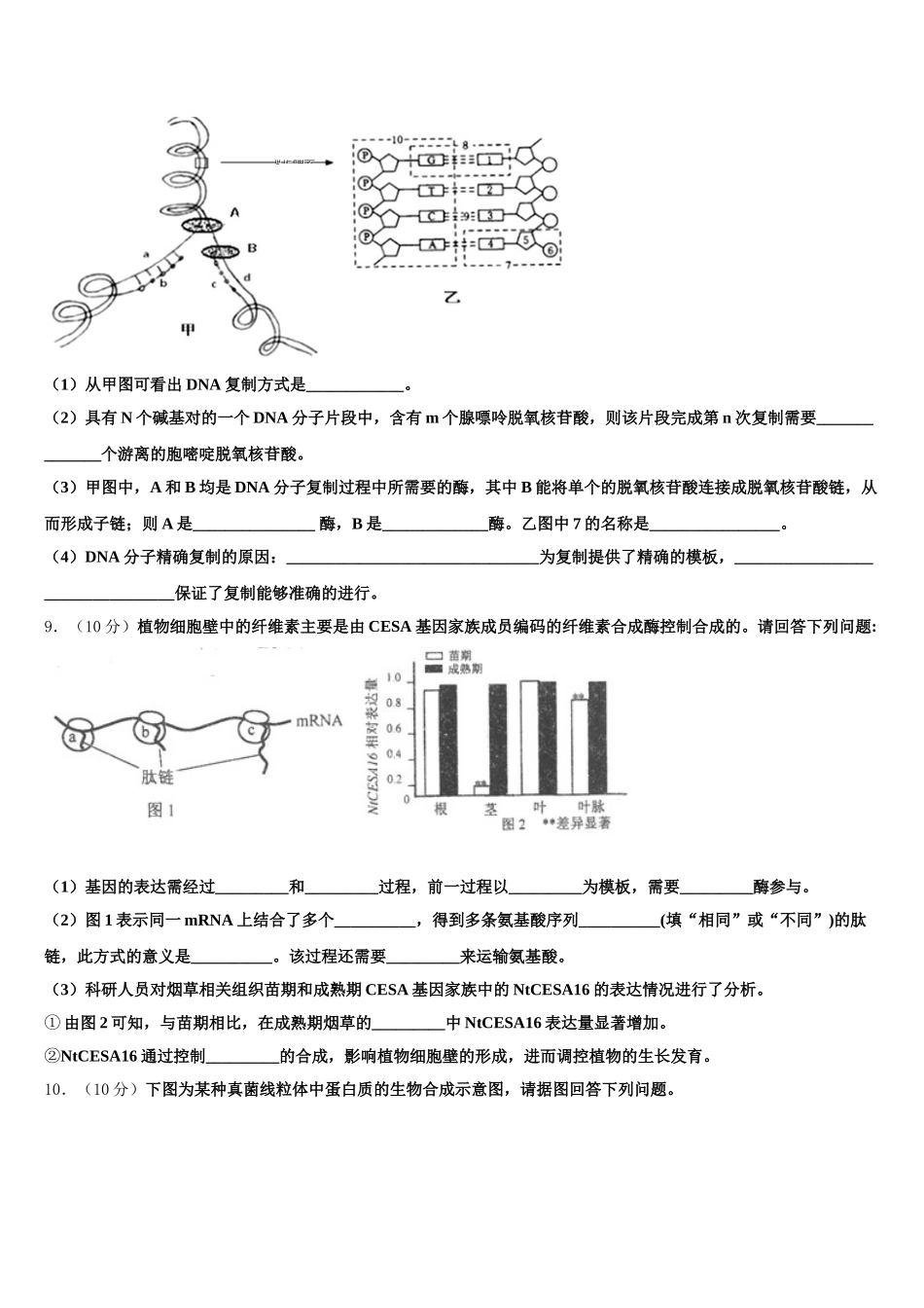 2025届河北省张家口一中生物高一下期末质量跟踪监视试题含解析_第3页