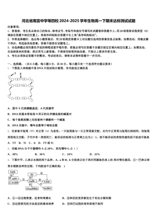 河北省南宫中学等四校2024-2025学年生物高一下期末达标测试试题含解析