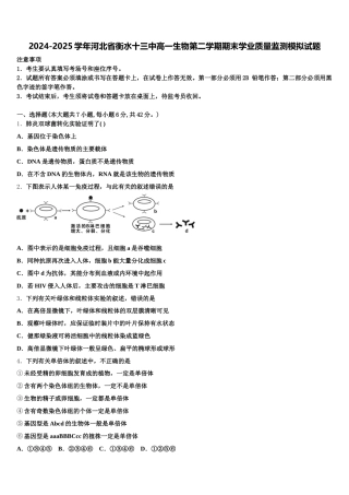 2024-2025学年河北省衡水十三中高一生物第二学期期末学业质量监测模拟试题含解析