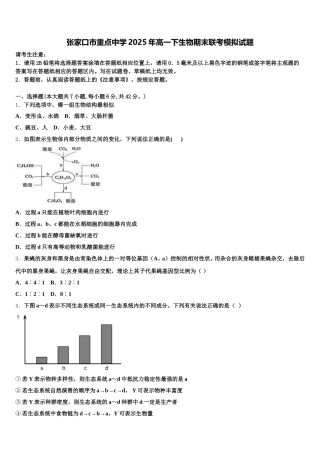 张家口市重点中学2025年高一下生物期末联考模拟试题含解析
