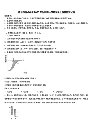 廊坊市重点中学2025年生物高一下期末学业质量监测试题含解析
