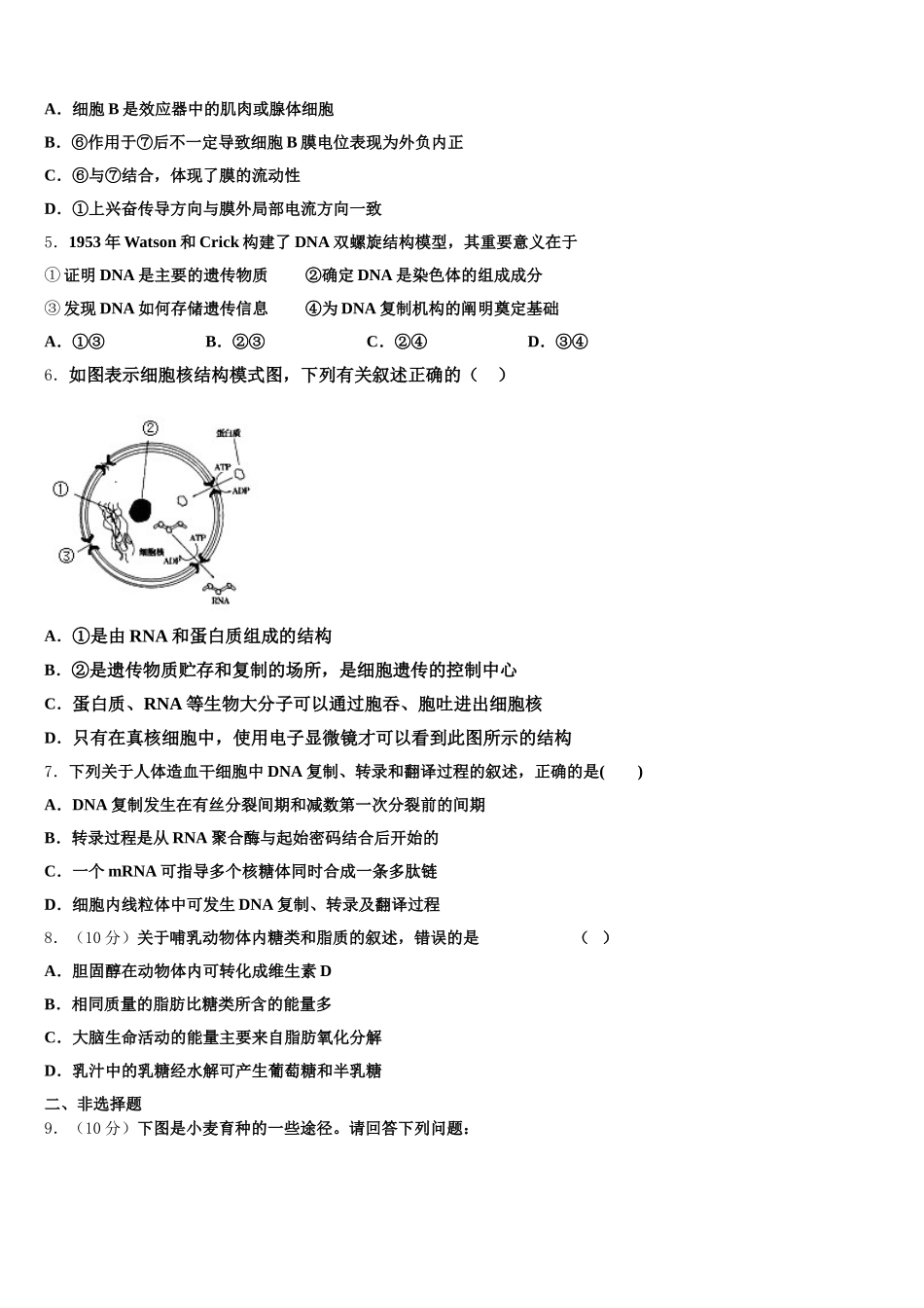 2025年河北省廊坊市名校生物高一下期末学业水平测试模拟试题含解析_第2页