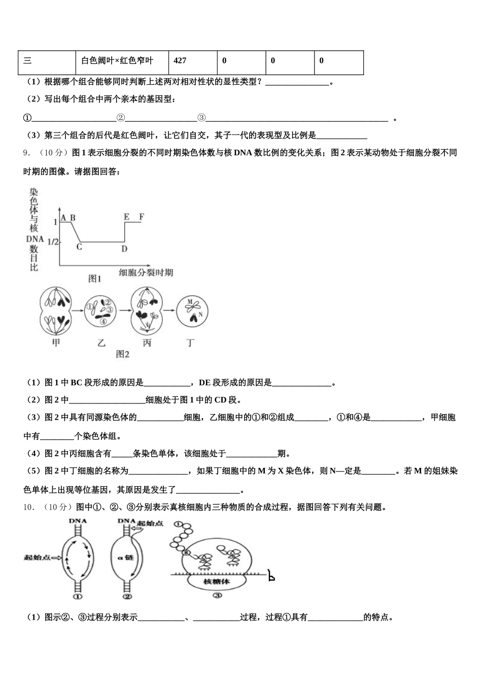 河北省石家庄市外国语学校2024-2025学年高一下生物期末教学质量检测试题含解析_第3页