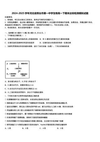 2024-2025学年河北省邢台市第一中学生物高一下期末达标检测模拟试题含解析