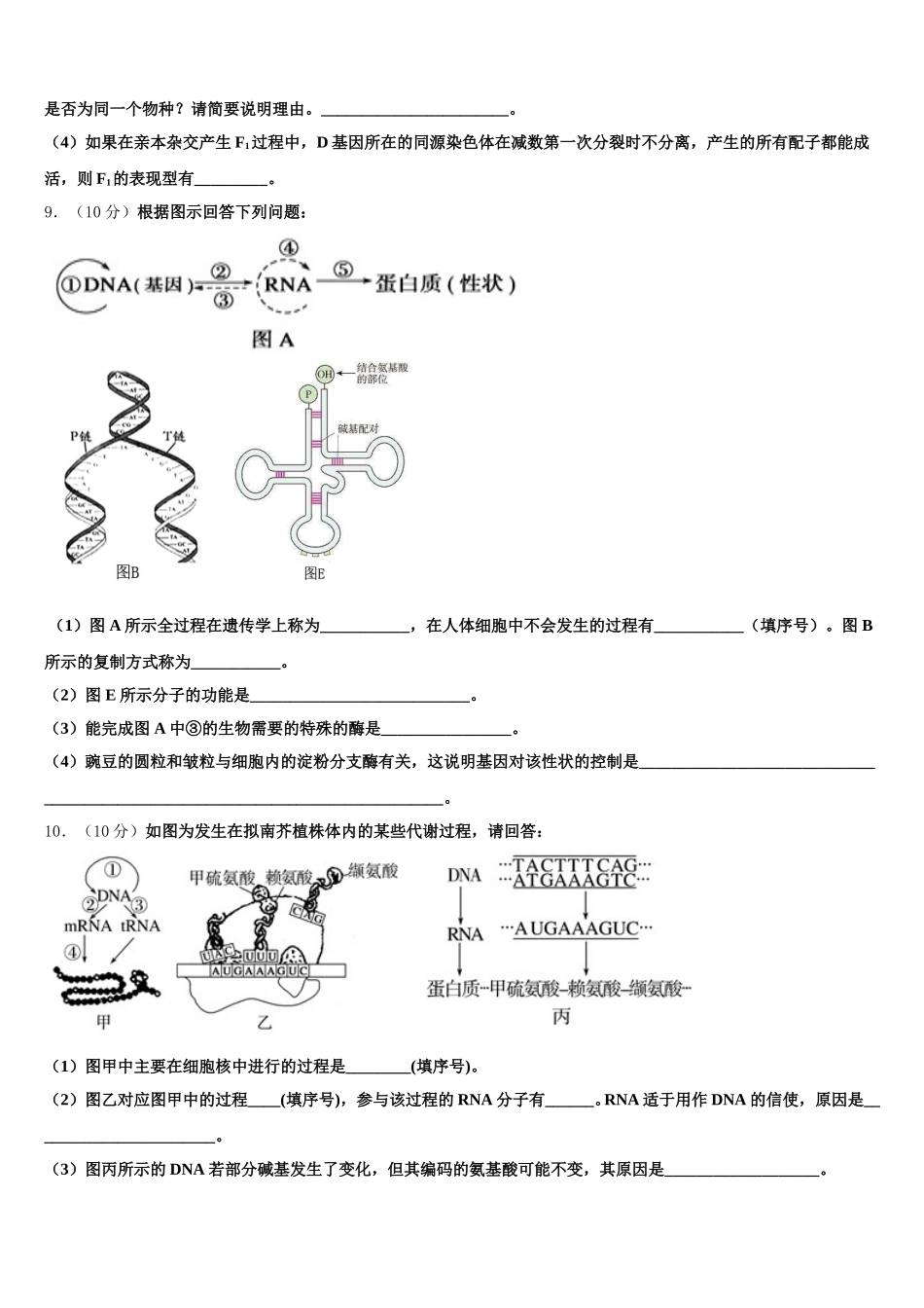 河北省衡水市故城县高级中学2025年生物高一下期末调研试题含解析_第3页