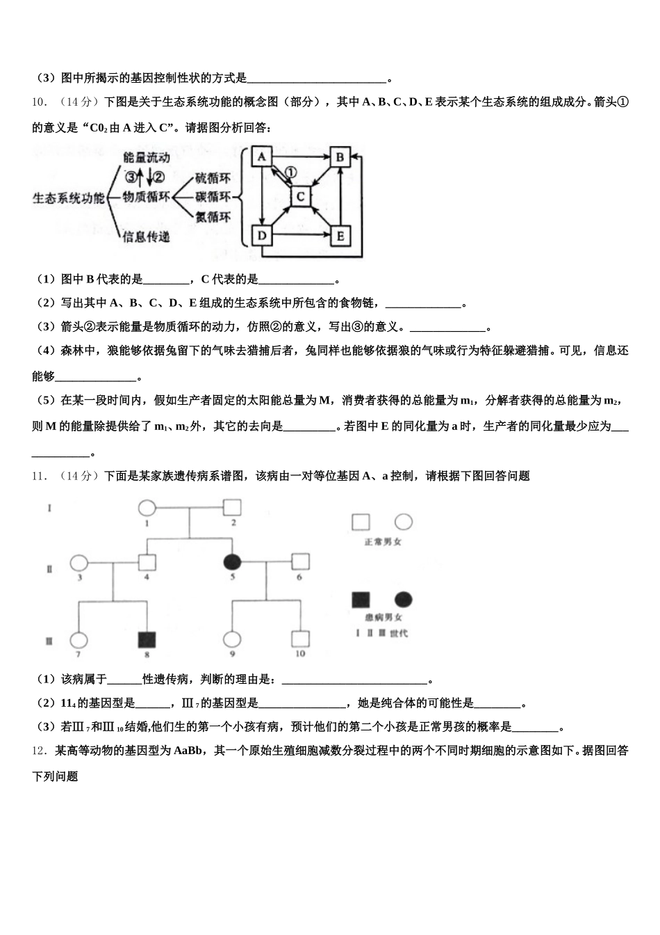 河北省石家庄市鹿泉区第一中学2025届高一生物第二学期期末经典试题含解析_第3页