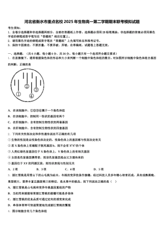 河北省衡水市重点名校2025年生物高一第二学期期末联考模拟试题含解析
