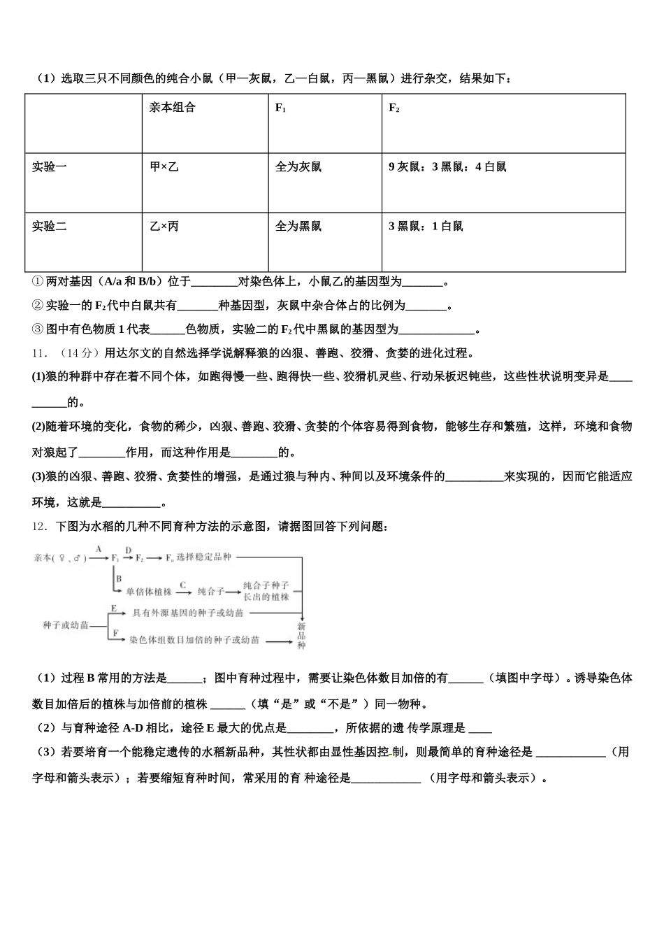2024-2025学年河北省衡水市武邑县武邑中学生物高一第二学期期末教学质量检测试题含解析_第3页