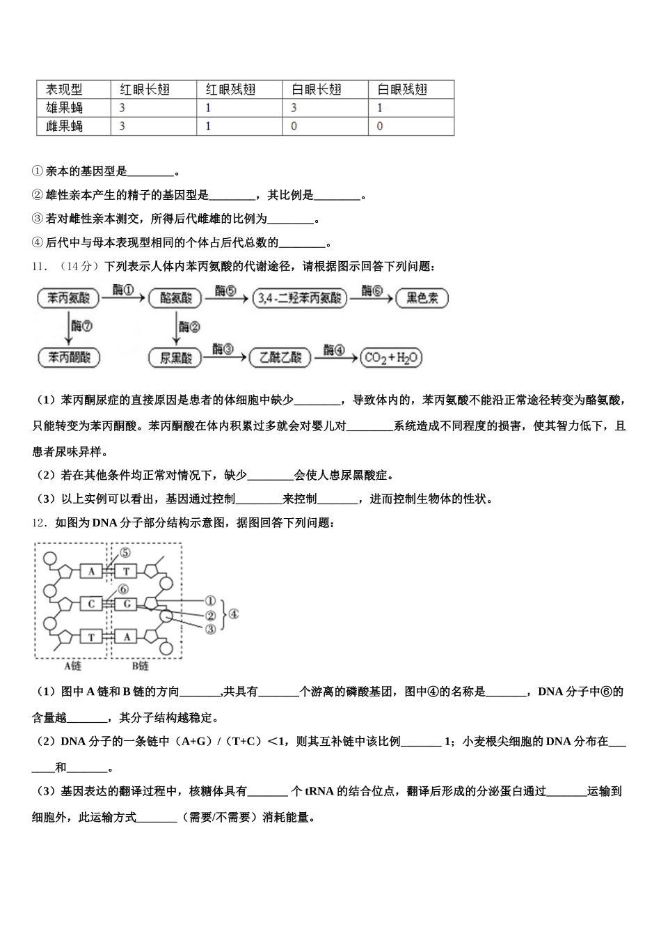 河北省保定市阜平中学2024-2025学年生物高一第二学期期末预测试题含解析_第3页