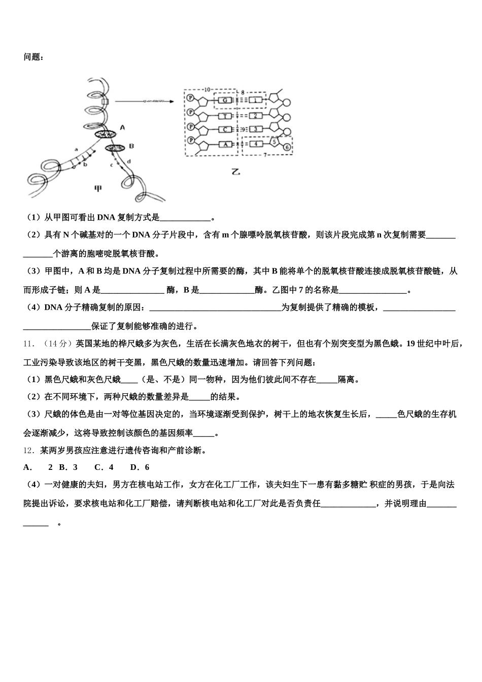 河北省邢台市2024-2025学年生物高一下期末监测试题含解析_第3页