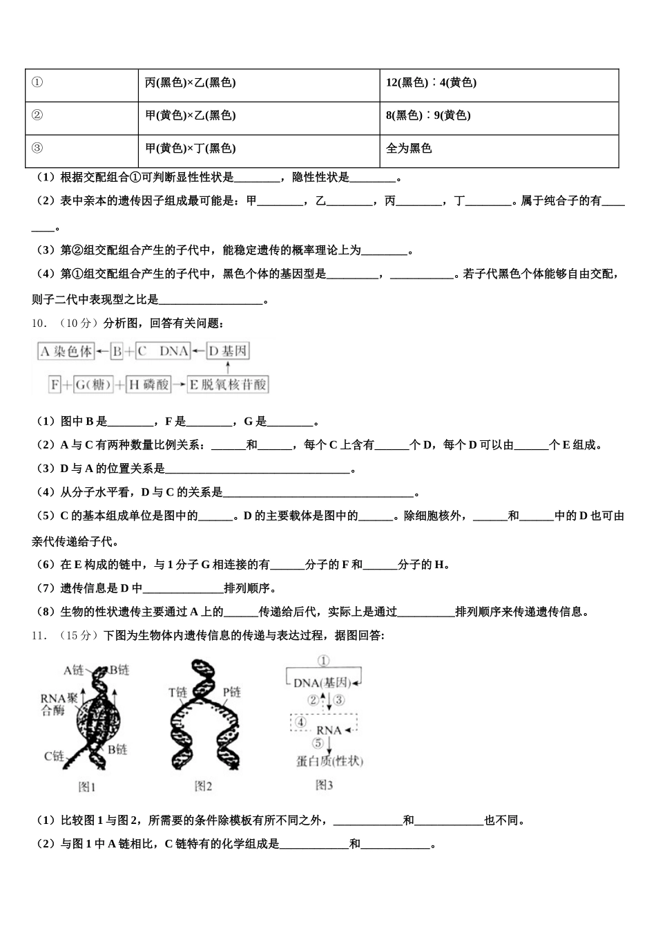 2025年河北省衡中同卷生物高一下期末考试试题含解析_第3页