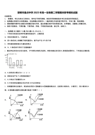 邯郸市重点中学2025年高一生物第二学期期末联考模拟试题含解析