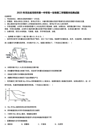 2025年河北省河间市第一中学高一生物第二学期期末经典试题含解析