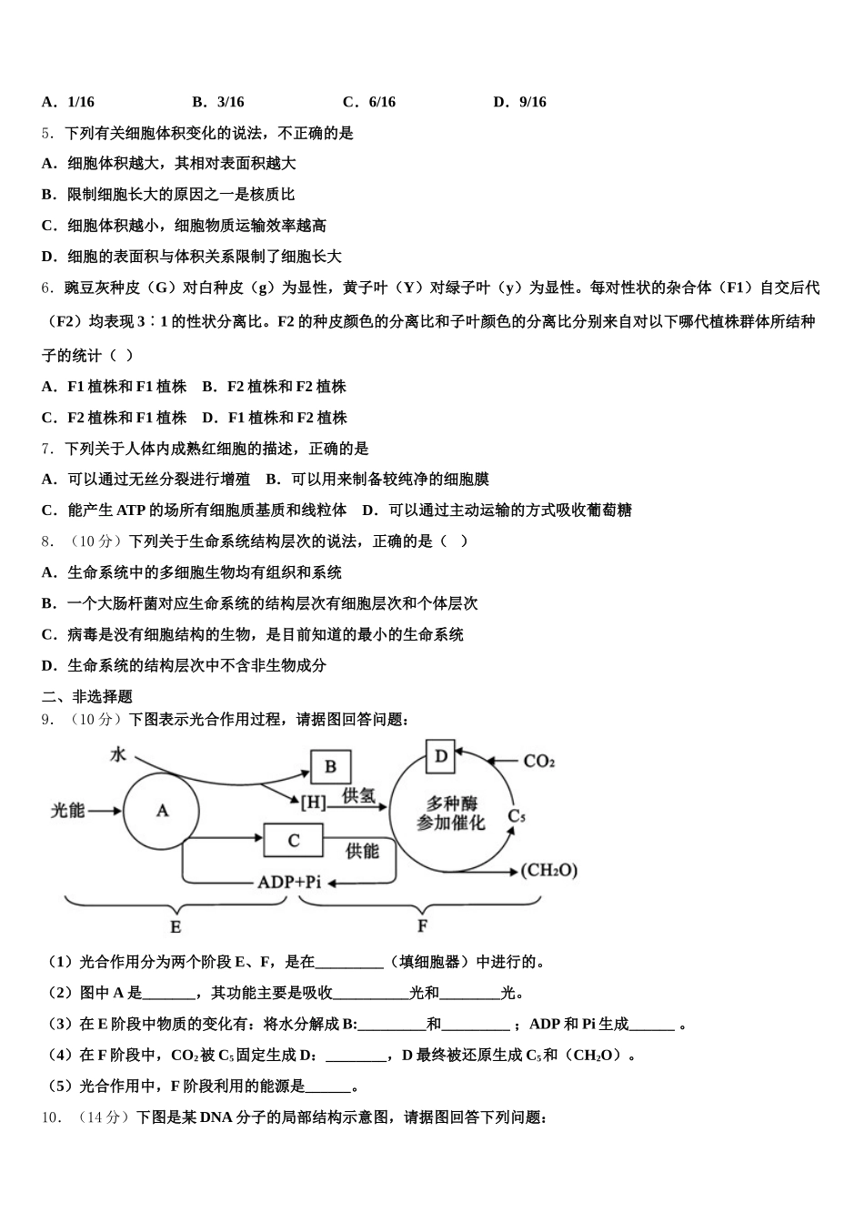 河北省廊坊市省级示范高中联合体2024-2025学年高一生物第二学期期末复习检测试题含解析_第2页
