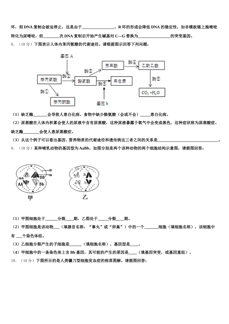 2025年河北省石家庄市晋州一中高一下生物期末考试模拟试题含解析_第3页
