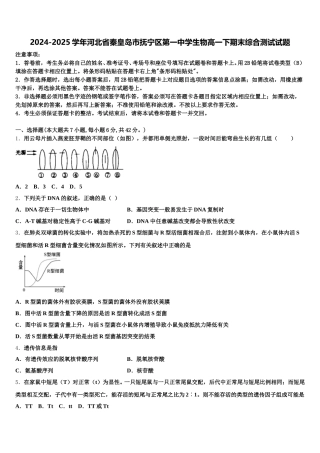 2024-2025学年河北省秦皇岛市抚宁区第一中学生物高一下期末综合测试试题含解析