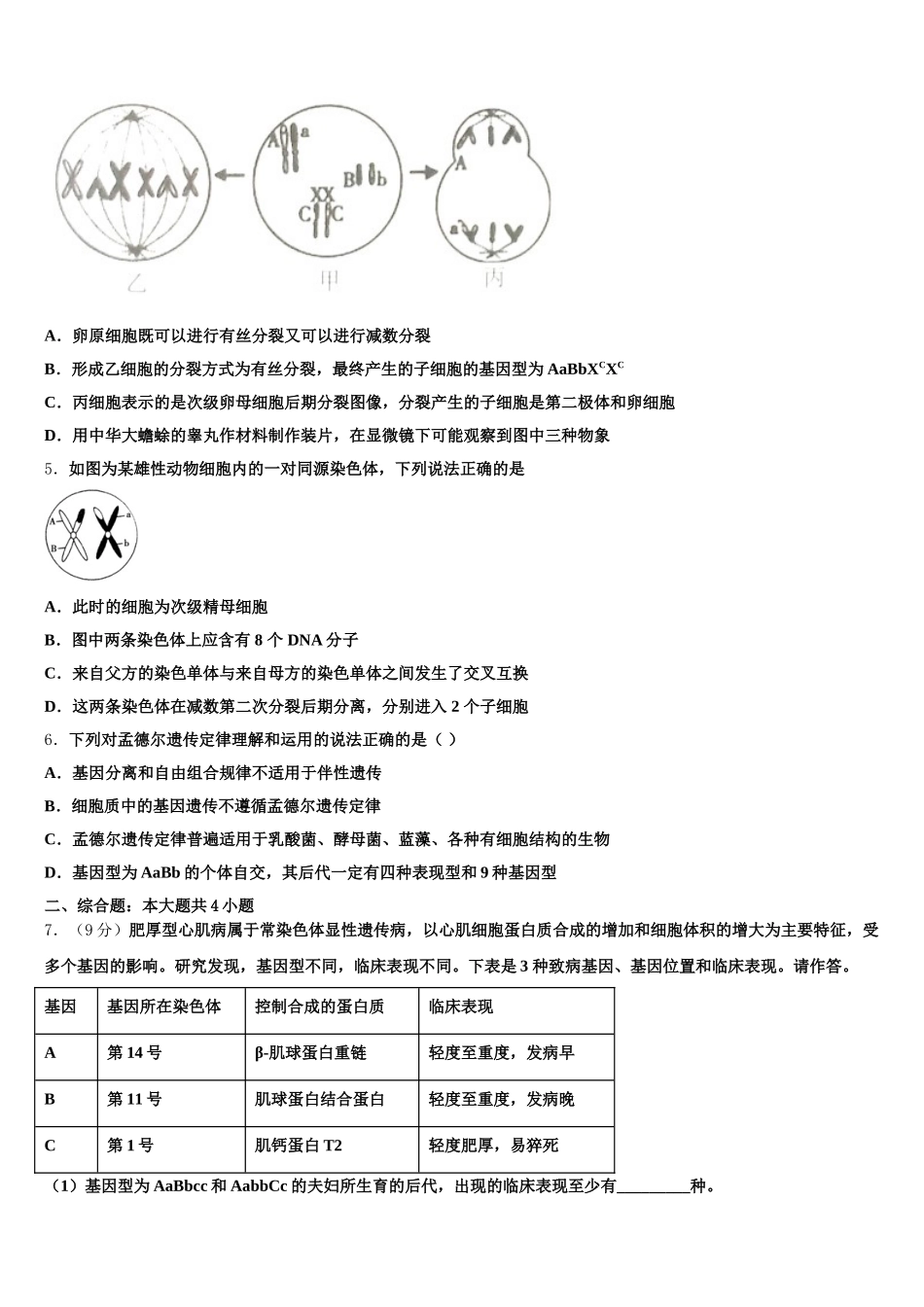 2025年河北省南和县第一中学高一下生物期末复习检测试题含解析_第2页