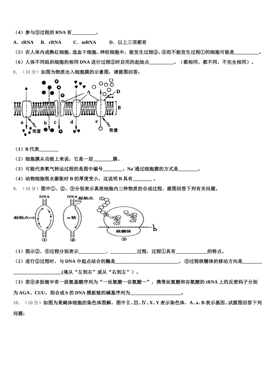 河北省正定县第三中学2024-2025学年高一下生物期末调研试题含解析_第3页