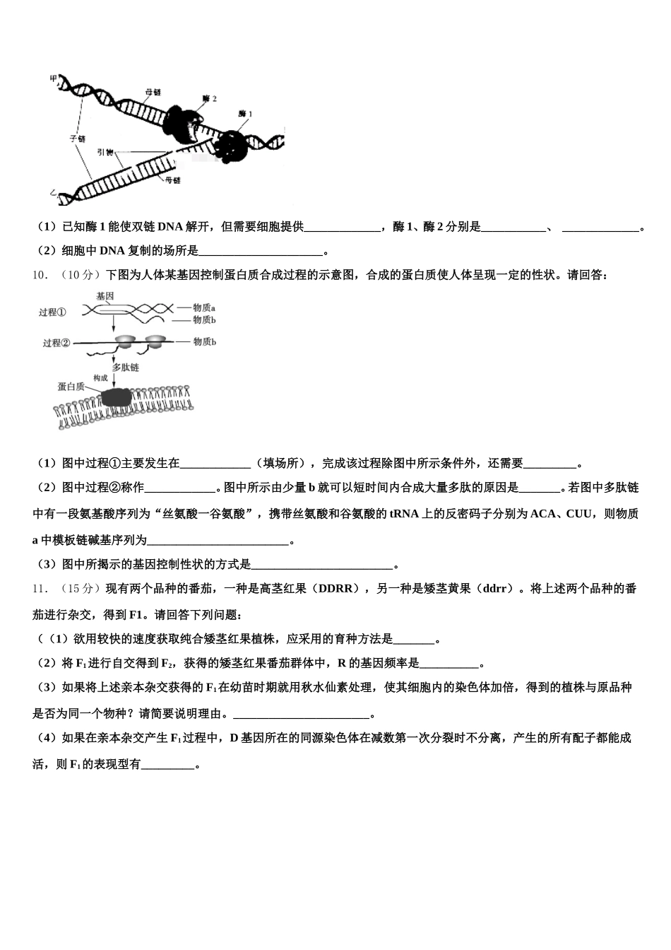 河北省新2025届生物高一第二学期期末统考模拟试题含解析_第3页
