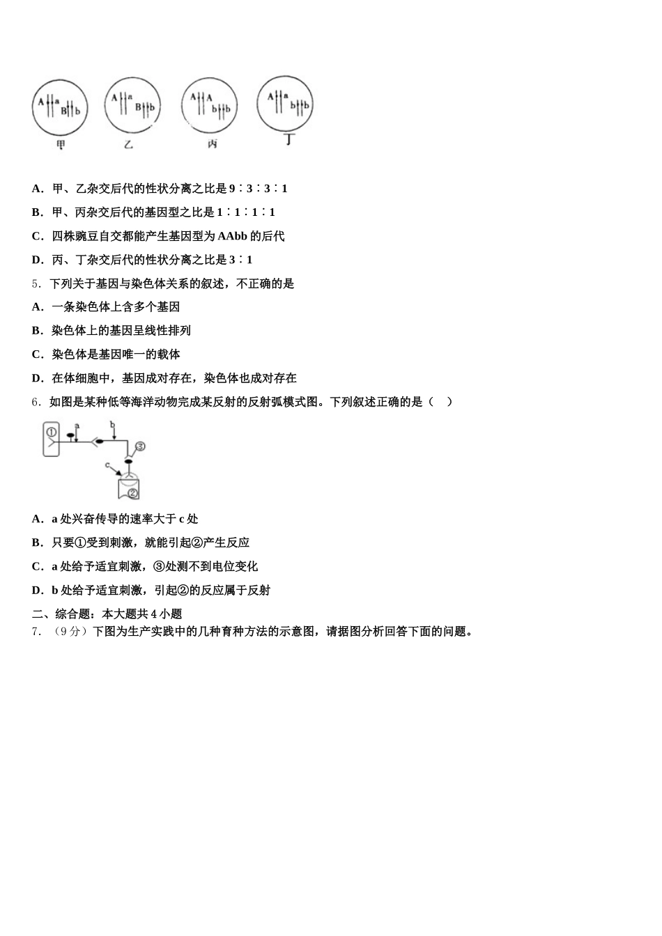 2025年河北省正定县第一中学生物高一第二学期期末学业质量监测试题含解析_第2页