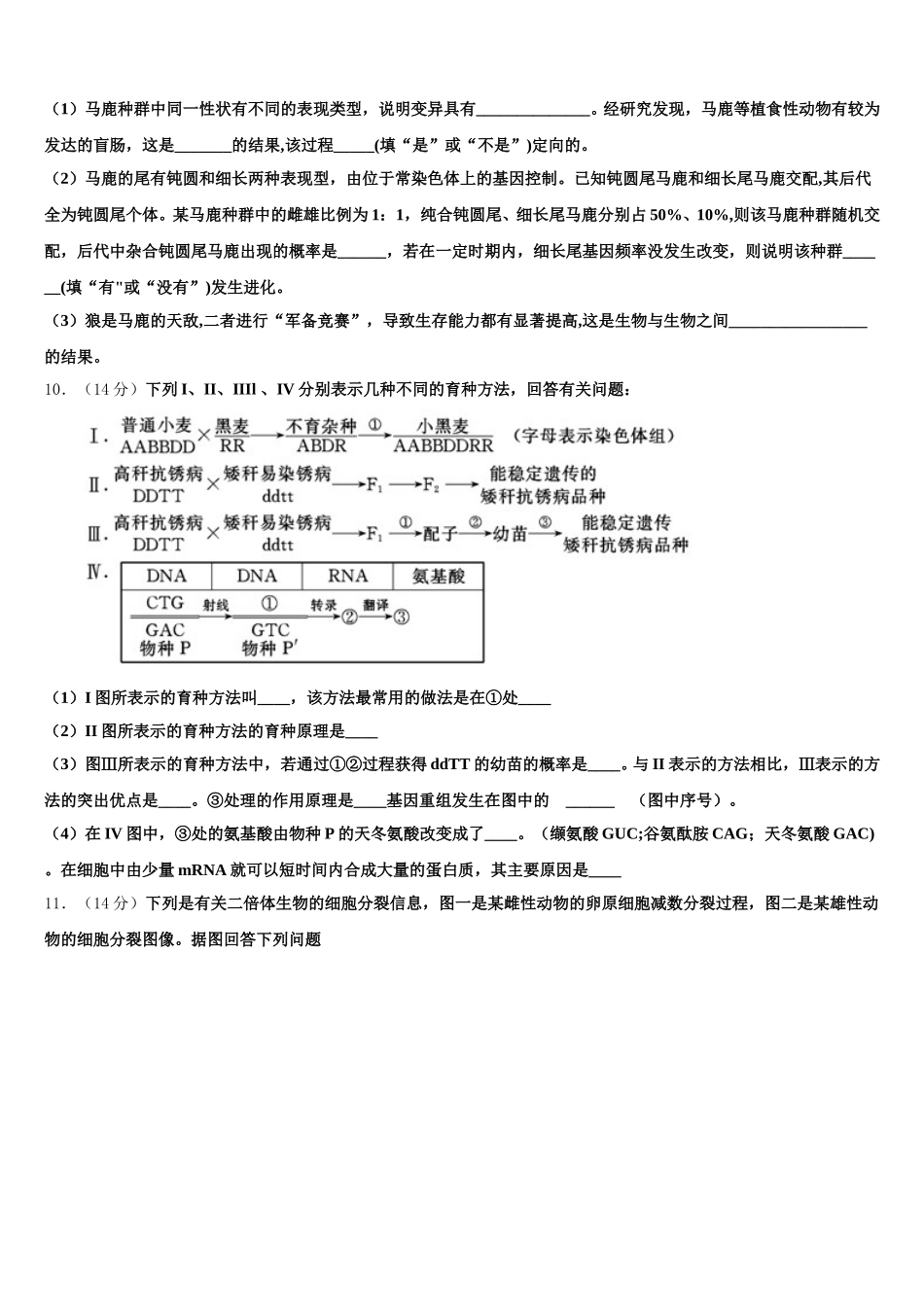 河北省邯郸市九校2024-2025学年高一下生物期末调研模拟试题含解析_第3页