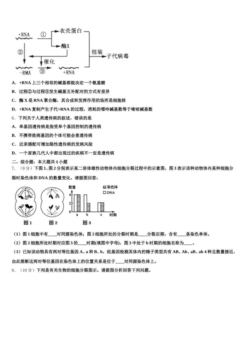 河北省中原名校联盟2025年生物高一第二学期期末质量跟踪监视试题含解析_第2页