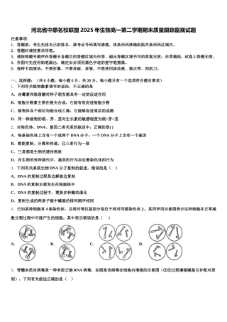 河北省中原名校联盟2025年生物高一第二学期期末质量跟踪监视试题含解析