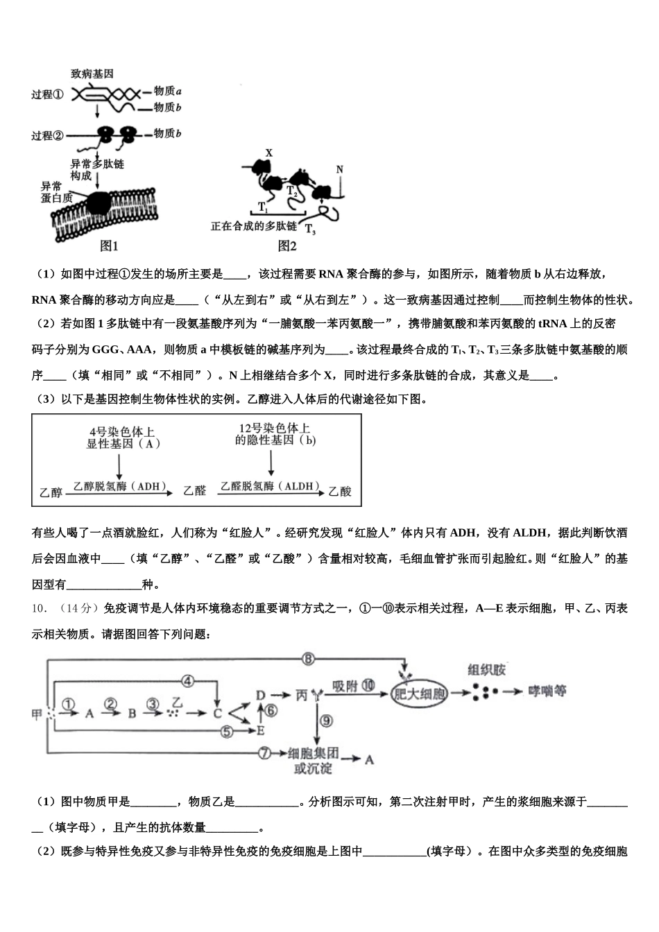 河北省新乐市第一中学2025年生物高一下期末经典模拟试题含解析_第3页