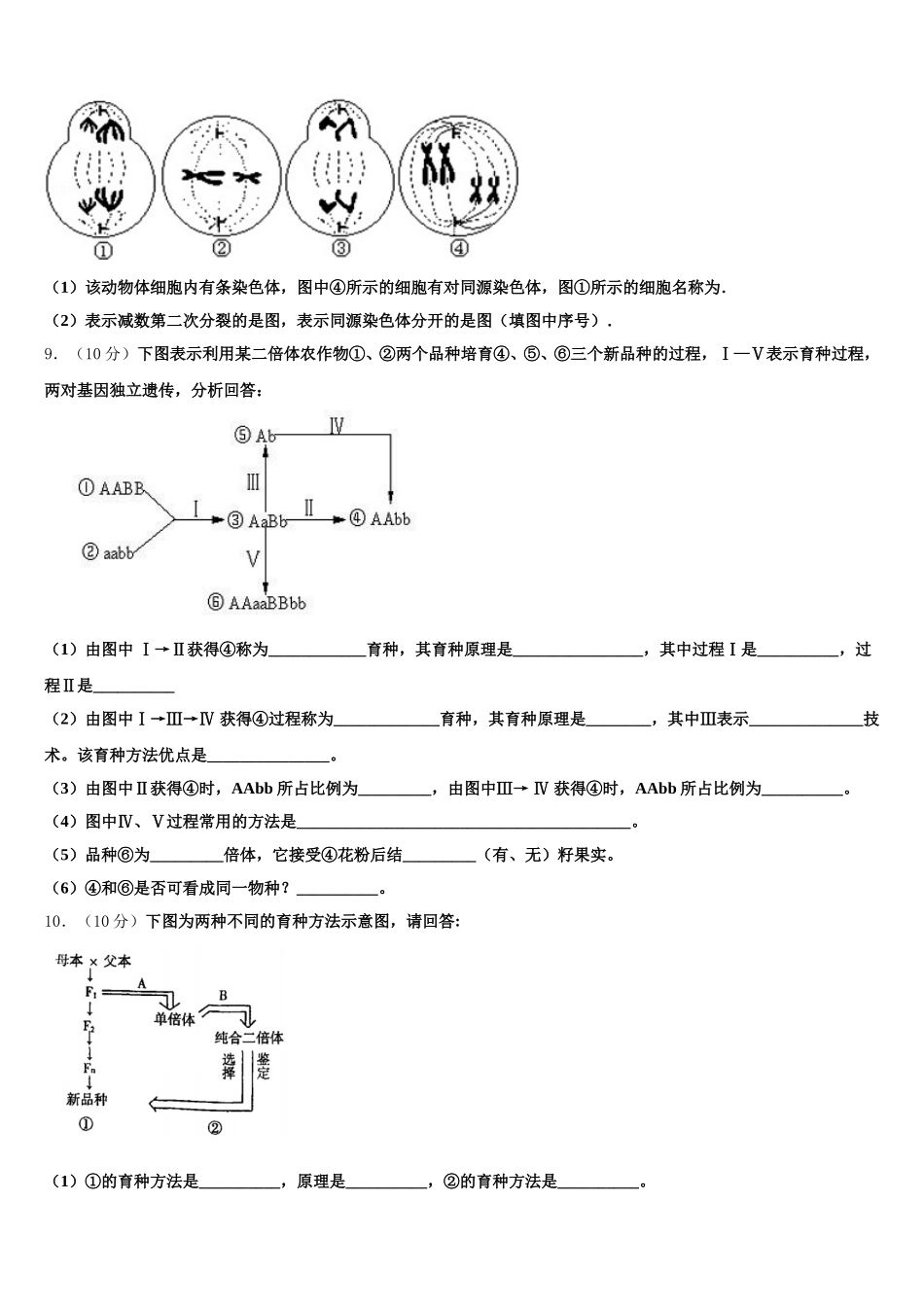 2024-2025学年河北省衡水市冀州中学生物高一第二学期期末统考模拟试题含解析_第3页