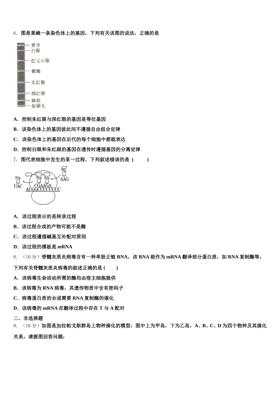 2025年河北省衡水市重点名校高一下生物期末调研试题含解析_第2页