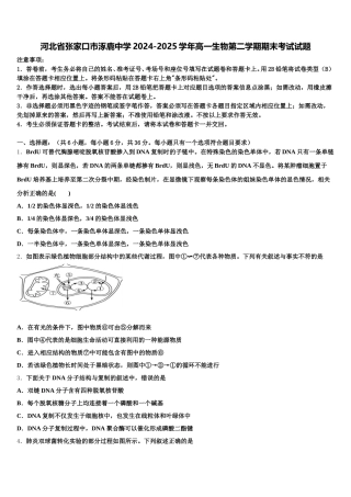 河北省张家口市涿鹿中学2024-2025学年高一生物第二学期期末考试试题含解析