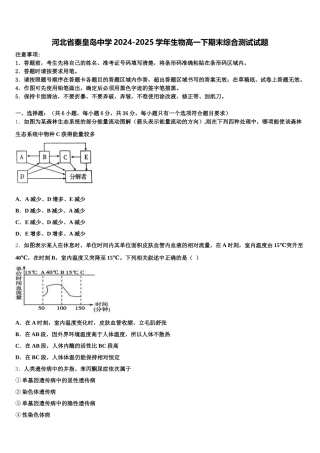 河北省秦皇岛中学2024-2025学年生物高一下期末综合测试试题含解析