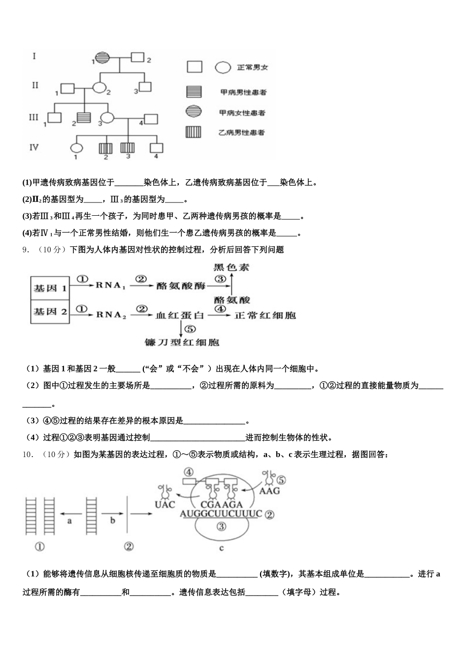 2024-2025学年河北省博野县高一下生物期末考试模拟试题含解析_第3页
