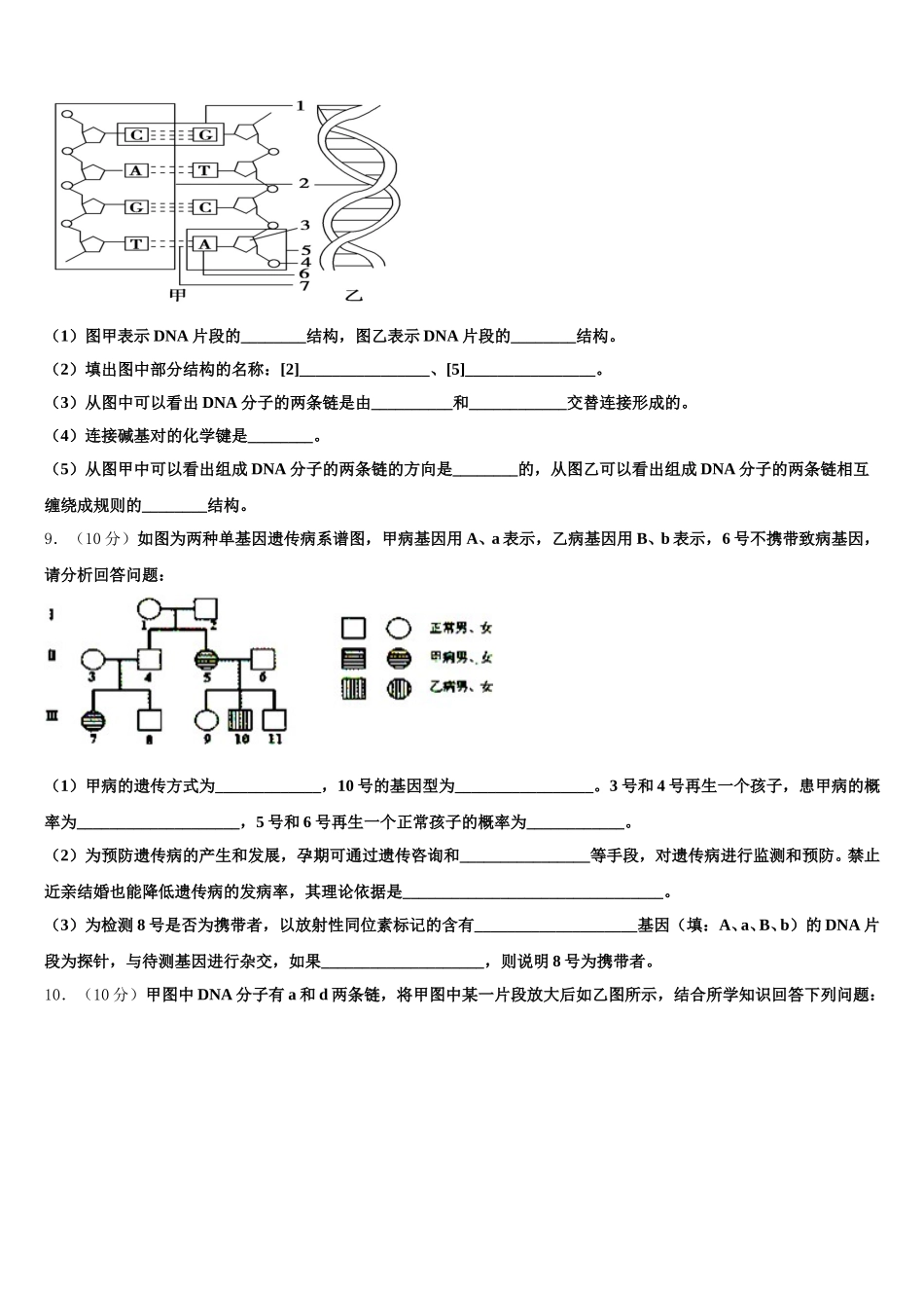 河北省衡水市深州市长江中学2025届高一下生物期末教学质量检测试题含解析_第3页