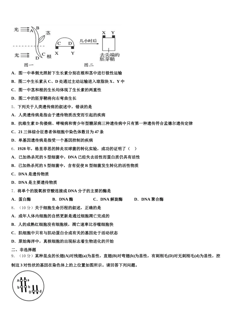 衡水金卷2025届高一生物第二学期期末调研试题含解析_第2页