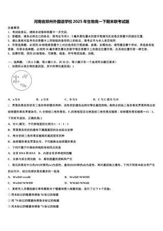 河南省郑州外国语学校2025年生物高一下期末联考试题含解析