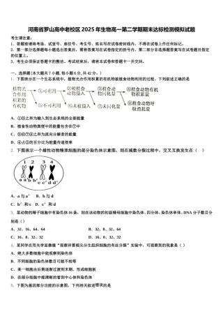 河南省罗山高中老校区2025年生物高一第二学期期末达标检测模拟试题含解析