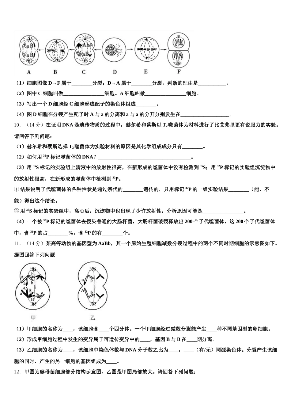 2025年商丘名校高一生物第二学期期末考试试题含解析_第3页