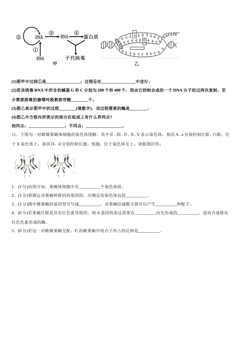 河南省洛阳一中2025年生物高一第二学期期末复习检测试题含解析_第3页