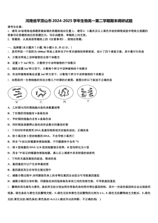 河南省平顶山市2024-2025学年生物高一第二学期期末调研试题含解析