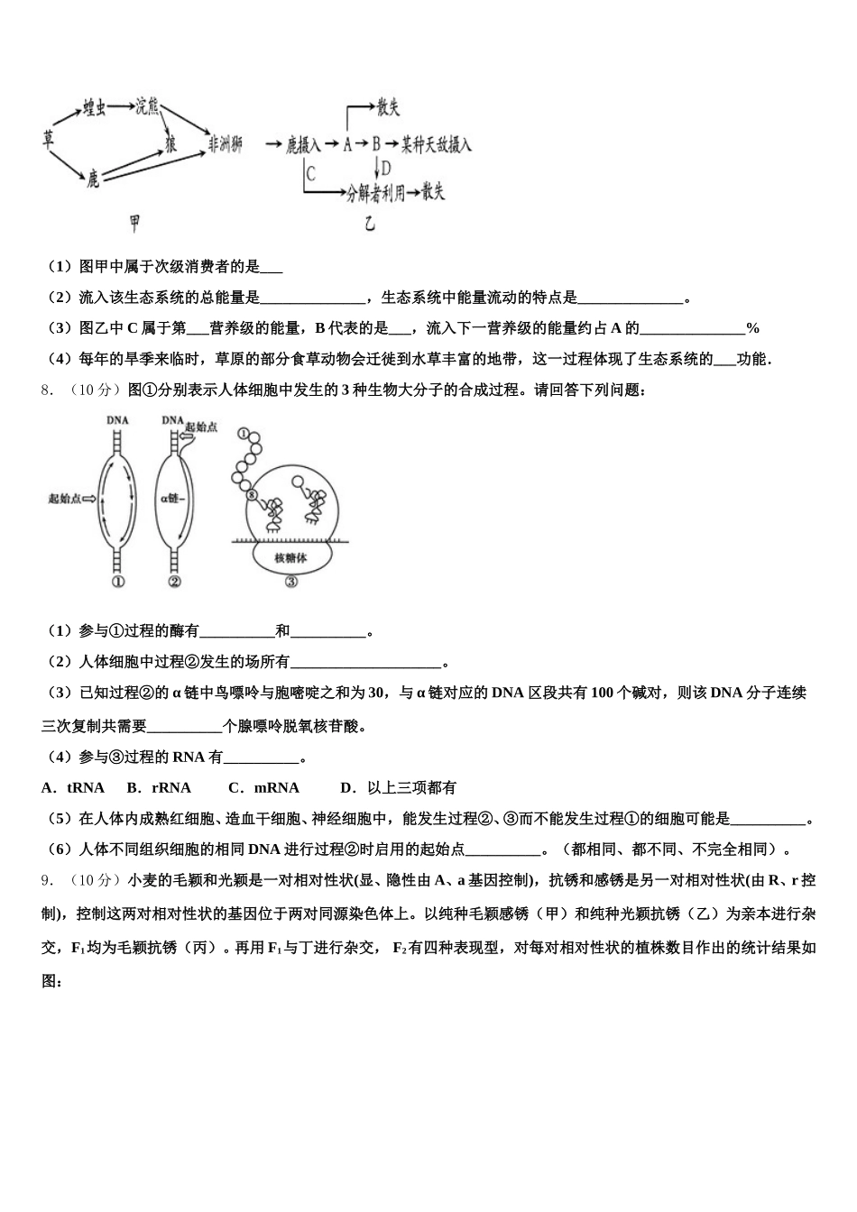 河南省鹤壁市淇滨高级中学2025年高一下生物期末经典试题含解析_第2页