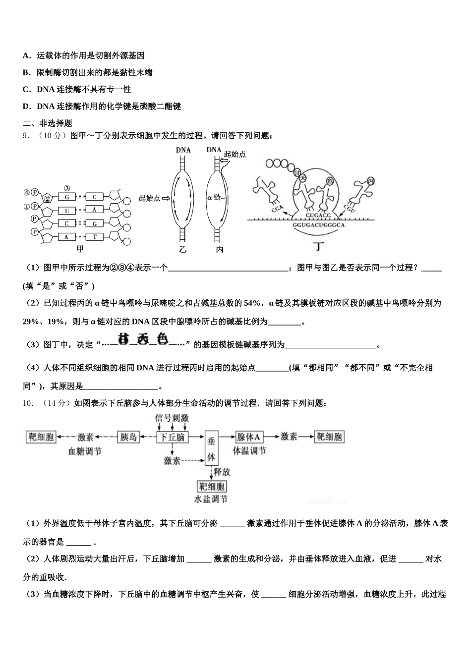 河南省平顶山市、许昌市、汝州2025年高一下生物期末复习检测模拟试题含解析_第2页