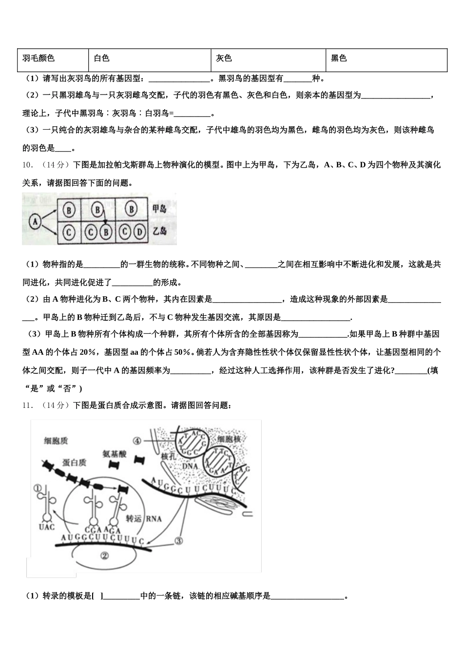 河南省南阳中学2024-2025学年高一下生物期末复习检测模拟试题含解析_第3页