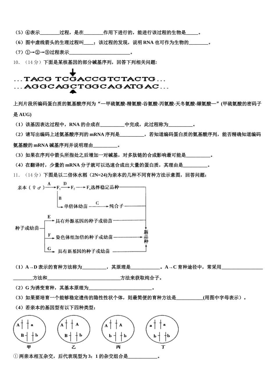 2024-2025学年河南省鲁山县一中生物高一第二学期期末达标检测模拟试题含解析_第3页
